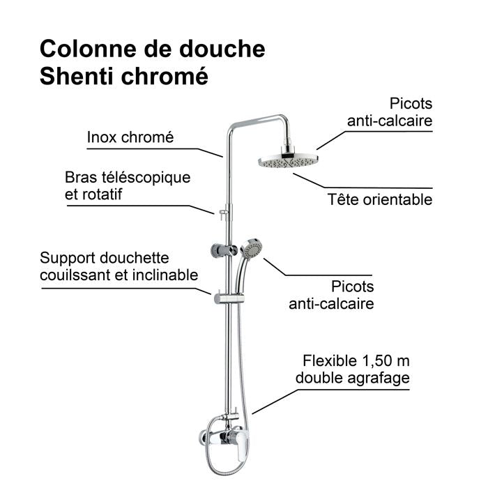 Rousseau Shower column with SHENENTI CHROME mechanical mixer faucet