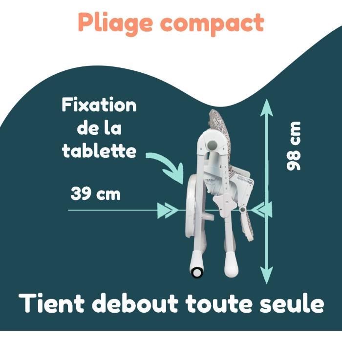 Multi-position high chair - BAMBISOL - Reclining - Up to 3 years - Beige / White