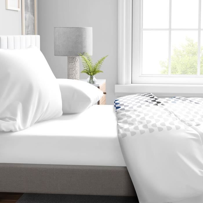 Fitted sheet - HOME LINGE PASSION - HP71768 - 160 x 200 cm + 30 cm bonnet - Microfiber - 82 g - White