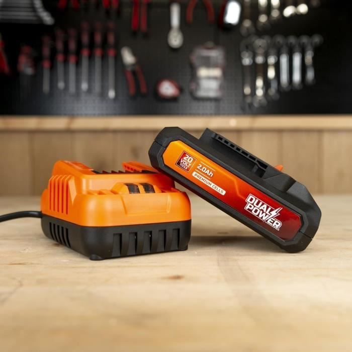 Battery and Charger - Dual Power - POWDP90620 - 2.0Ah 20V Battery and 2A Charger - For 20V Cordless DIY Tools