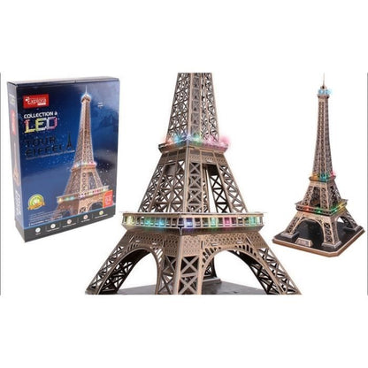 3D Light-Up Puzzle - All Eiffel - Construction Game - EXPLORA - 84 Pieces - Ages 8+
