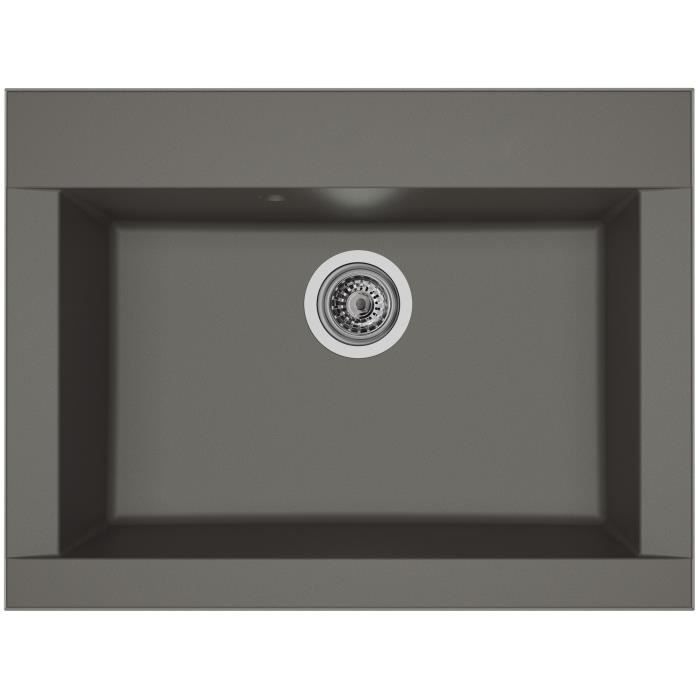Stradour Sink Kitchen Builter 1 BAC WITHOUT HEXO DRAUTER - Resin - 66 x 50 cm - Concrete gray