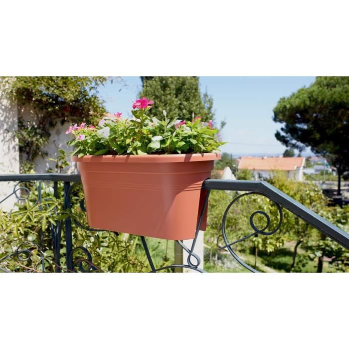 ARTEVASI Jardiniere for balcony Venezia - 30 x 60 x H 27 cm - 18 L - Anthracite gray