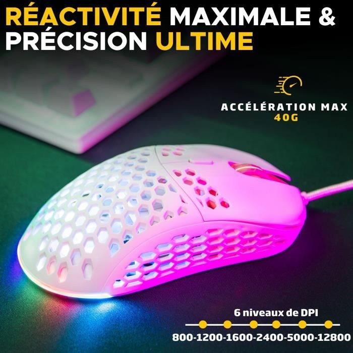 Wired Gaming Mouse - The G-Lab - KULT-OXYGEN - RGB - 12800 DPI - White