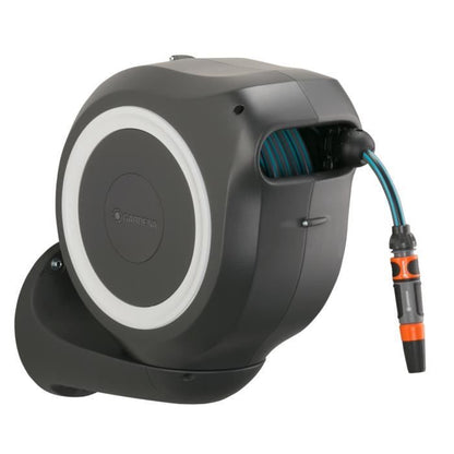 GARDENA Wall-mounted automatic hose reel RollUp M 20 m with white border