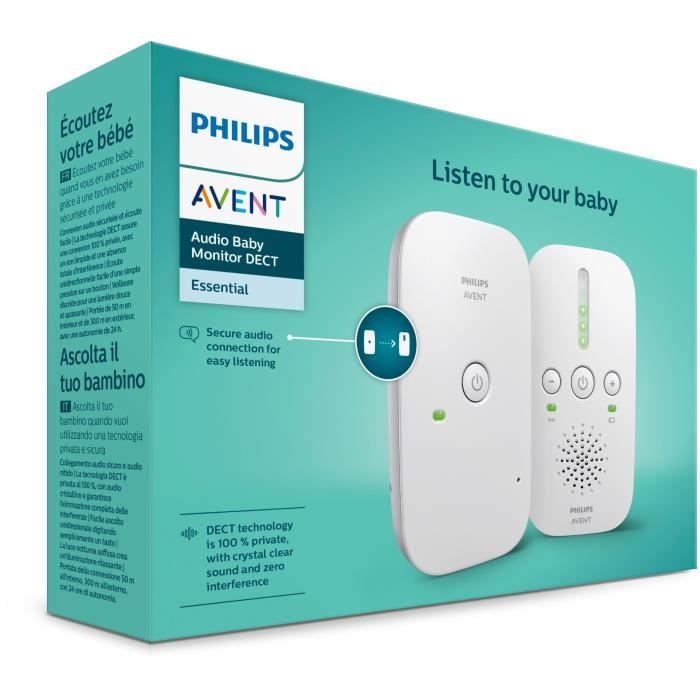 Philips Babyphone DECT SCD502 / 26 - On battery or mains - Range 300m - Night light function