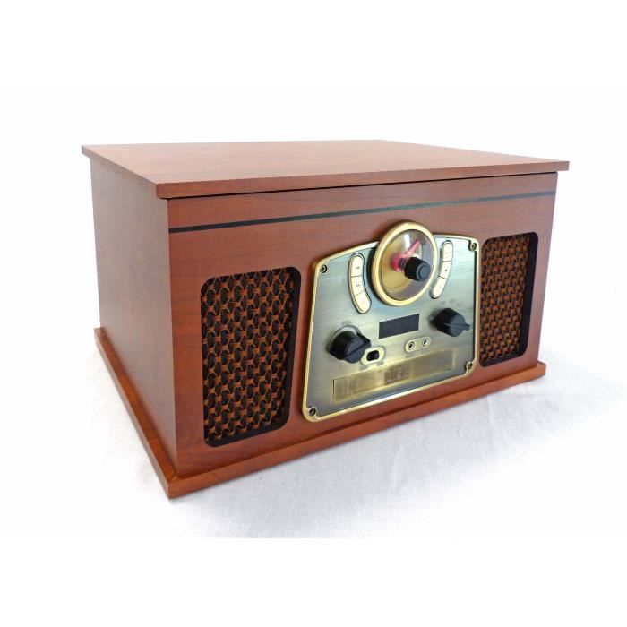 INOVALLEY RETRO10E-BTH-N - Retro Hi-Fi system - Bluetooth connectivity, USB, Vinyls, CD, K7 audio, FM Radio, Aux-In - Aged wood