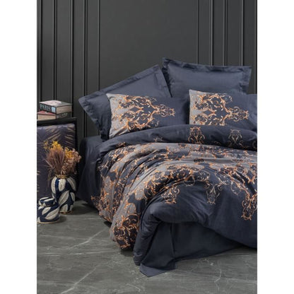 Bedding set - 1 duvet cover 220 x 240 cm + 2 pillowcases 60 x 60 cm - 100% cotton satin - Blue