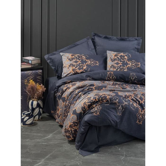 Bedding set - 1 duvet cover 220 x 240 cm + 2 pillowcases 60 x 60 cm - 100% cotton satin - Blue