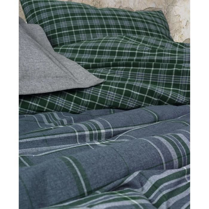 Bedding set - 1 duvet cover 220 x 240 cm + 2 pillowcases 60 x 60 cm - 50% cotton, 50% polyester - Blue
