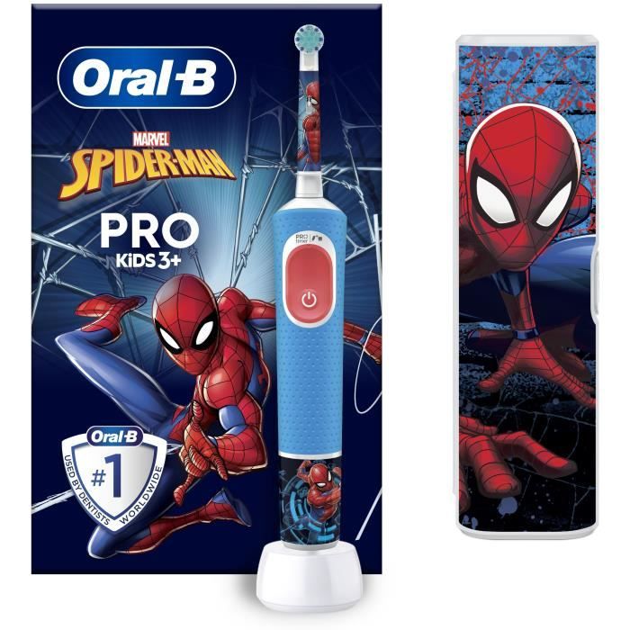 Electric toothbrush - ORAL-B - Kids 1 Marvel Spider-Man handle - 1 brush head - 1 travel case - 3 years and up