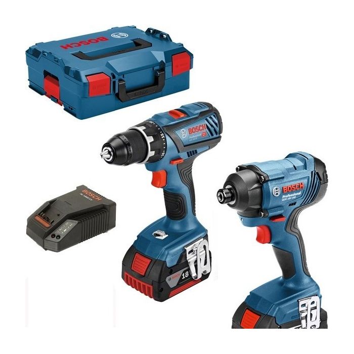 BOSCH GSR 18V-28 Drill-Driver Kit + GDR 18V-160 Impact Driver + 2 x 4.0Ah Batteries - L 06019G5107