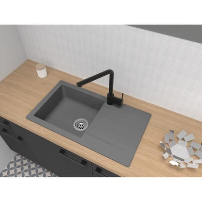 Stradour Sink to Einna Einna, in SMC Gray Concrete - 16, 1 Bac, Dim. 78 * 43.5 cm, Manual emptying