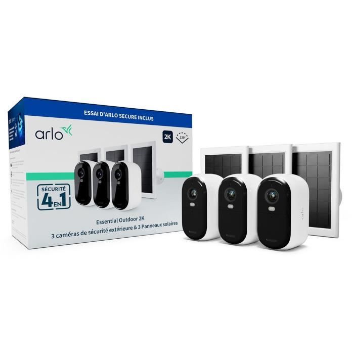 ARLO Surveillance Camera Pack 3 Essential 2k Cameras + 3 Solar Panels
