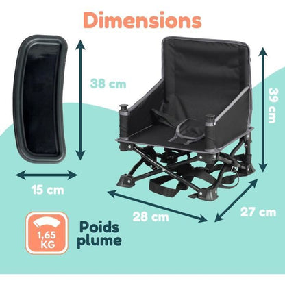 BAMBISOL - Portable Baby Booster Convertible into Child Chair - Removable Tablet, Quick and Compact Folding, Carry Bag