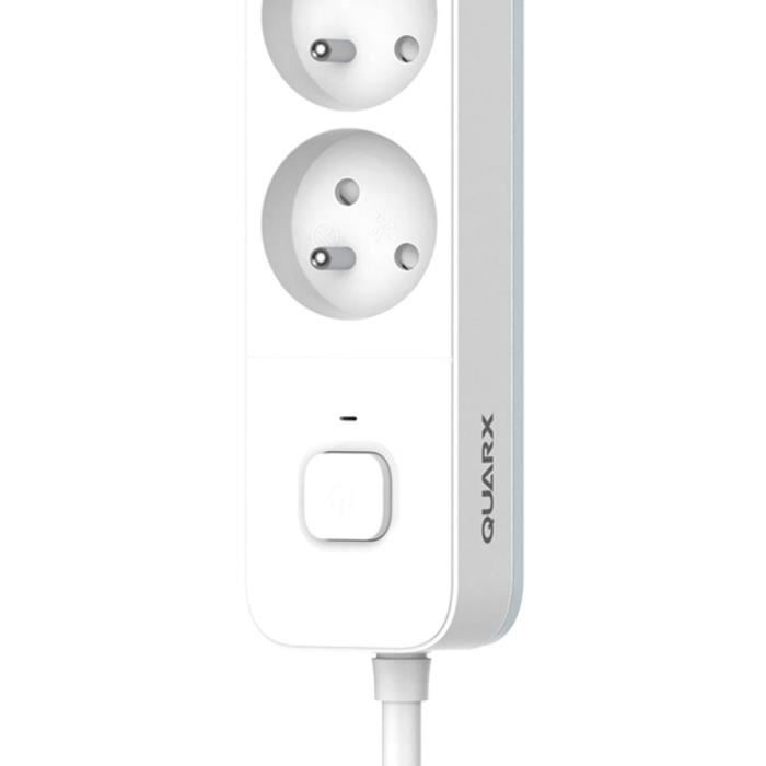 Power strip - QUARX - 4 sockets - With switch, 3m cable