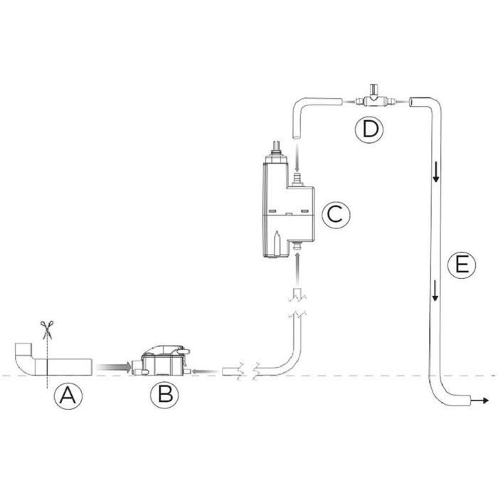 Condensate lifting pump - SFA - Sanicondens Clim Pack S - White chute - Complete installation kit - 21 dBA