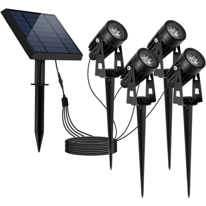 Four 4 in 1 solar spotlights to stick or fix - LUMISKY - ROUNDY - H27 cm - Cool white LED