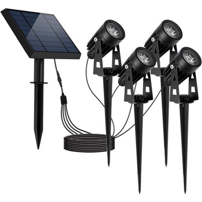 Four 4 in 1 solar spotlights to stick or fix - LUMISKY - ROUNDY - H27 cm - Cool white LED