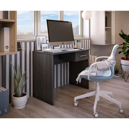 Small drawer desk - Ash gray melamine - 90 x 50 x 74 cm