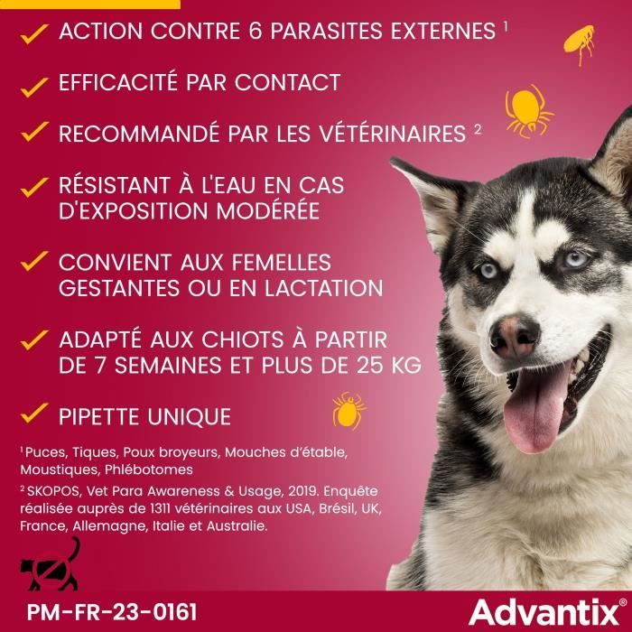 Advantix Dog Large breed antiparasitic solution 25 A 40kg 6 pipettes