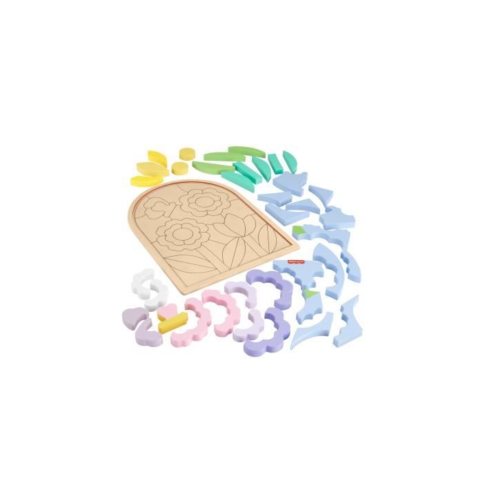 Fisher-Price-Wooden Flowers Puzzle-37-piece puzzle for preschool HXT97