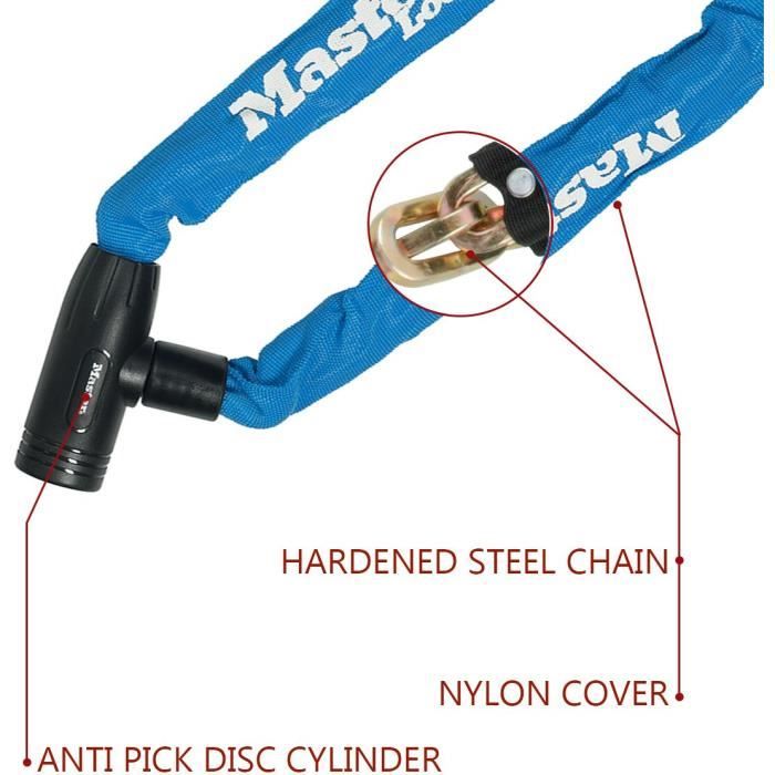 MASTER LOCK Bicycle Chain Lock [Key] [90 cm Chain] [Blue] 8391EURDPROCOLB