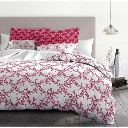 Duvet set 240x260 cm HOME LINGE PASSION FRISE: Duvet cover + 2 pillowcases - 100% Cotton 57 thread count - Burgundy