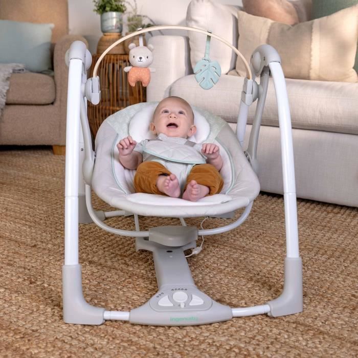 INGENUITY Baby bouncer, electric foldable swing - Cosy Spot - removable toy arch, swing settings, timer, recline