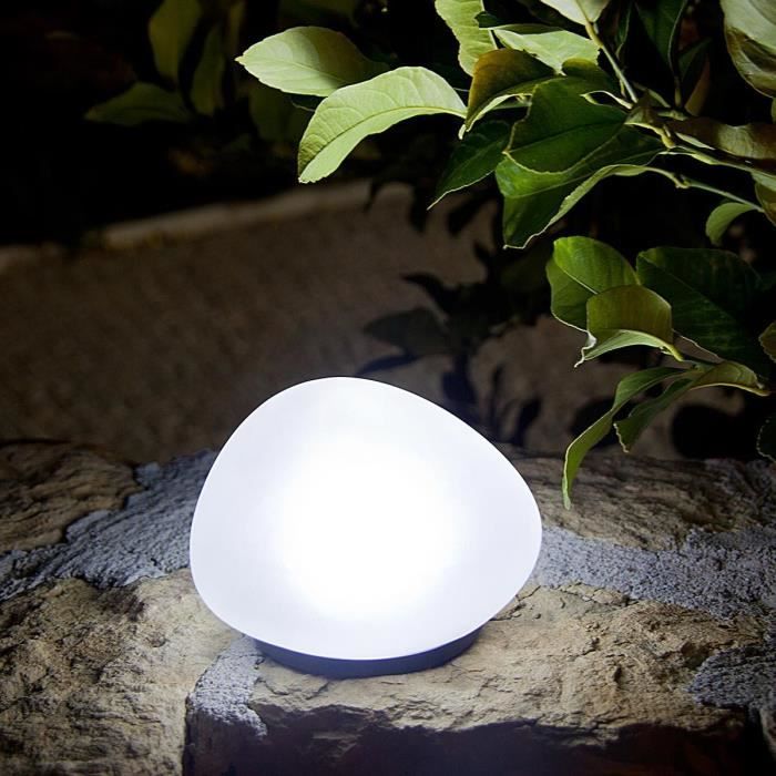Decorative pebble solar lamp - LUMISKY - SOLENZARA - Ø16 cm - white LED