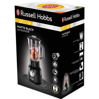 Blender - RUSSELL HOBBS - Matte Black 24722-56 - 650 W - Matte black - 1.5 L glass bowl - 2 speeds + pulse