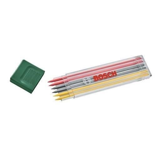 Bosch Set of 6 multi-colored graphite leads (2 red, 2 yellow, 2 HB 2.8 mm graphite)