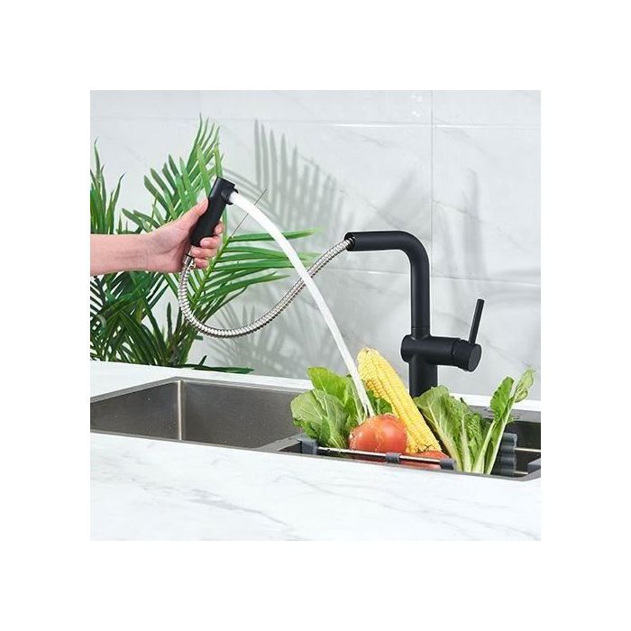 Edouard Rousseau - SQUARE Sink Mixer - Pull-out Spray - Black