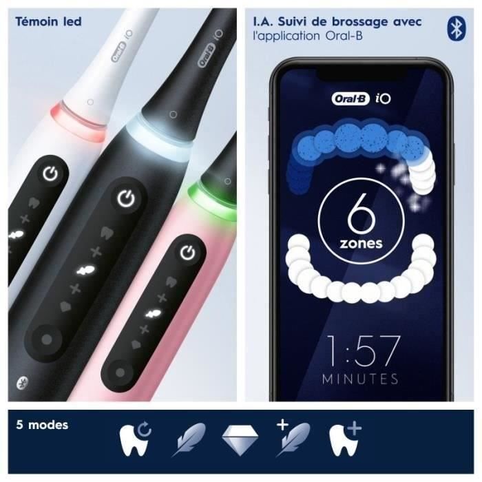Oral-B iO 5 Pack of 2, Black and White Electric Toothbrushes, 2 Brush Heads