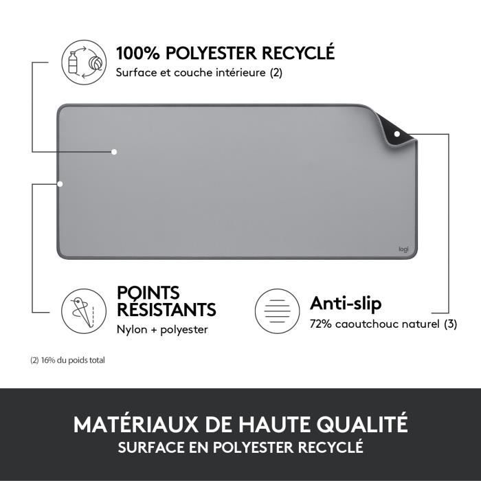 Large Desk Mat - Logitech Desk Mat - Studio Series, Multifunctional and Extended - Gray