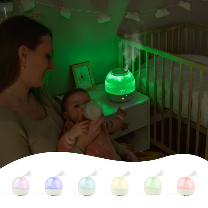 Badabulle Bubble Air Humidifier - Ensures Good Humidity Level - Integrated Night Light - 360° Nozzle - Up to 16 hours of Battery Life (2L)