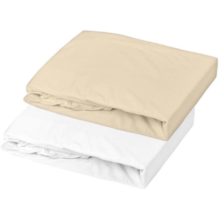 Domiva Set of 2 fitted sheets - 60 x 120 cm - Jersey - White/Pebbles