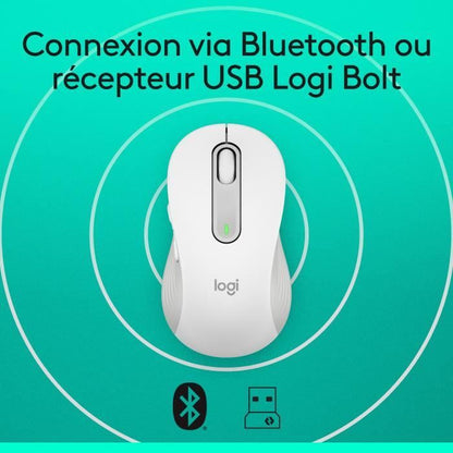 Logitech Signature M650 Wireless Mouse - Silent, Bluetooth, Programmable Buttons - White