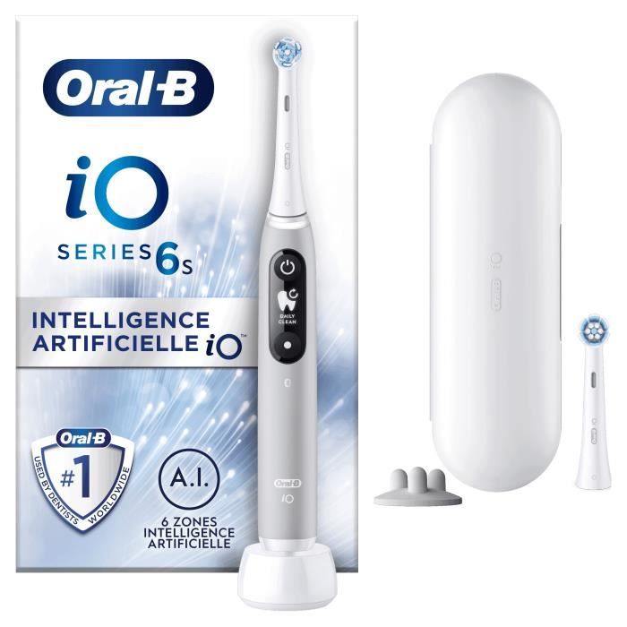 Oral-B iO 6S Gray Bluetooth Connected Electric Toothbrush, 2 Brush Heads, 1 Travel Case