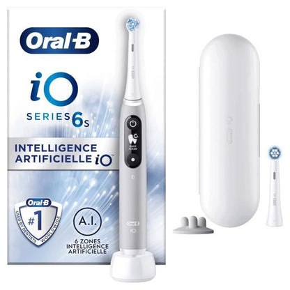 Oral-B iO 6S Gray Bluetooth Connected Electric Toothbrush, 2 Brush Heads, 1 Travel Case
