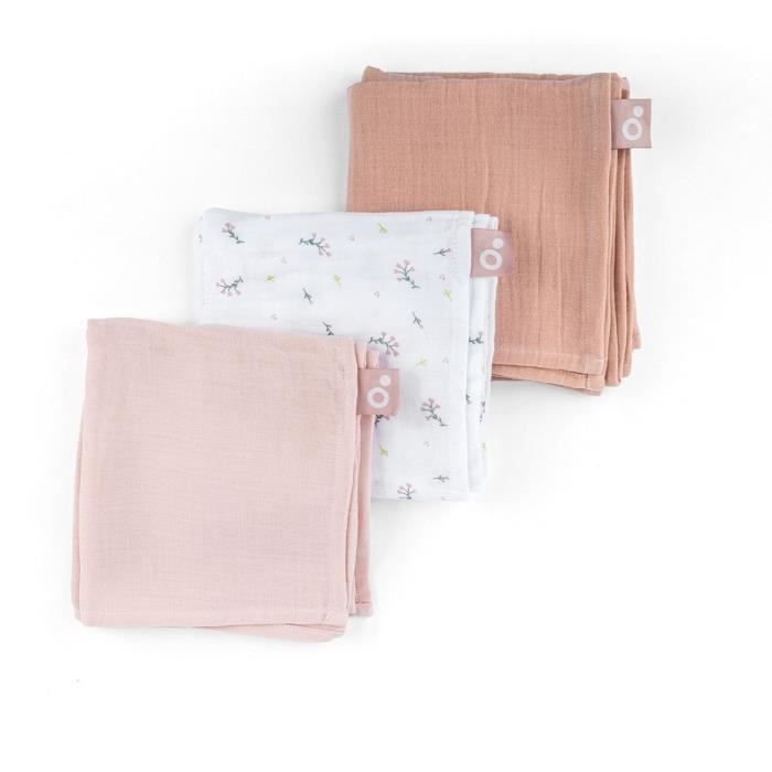 Pack of 3 swaddles - DOOMOO - Organic cotton gauze - Oeko-Tex certified - Pink