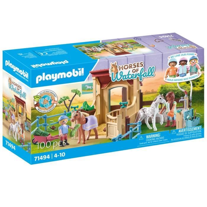 PLAYMOBIL 71494 Horses of Waterfall - Horses with Box and Ponies - Ages 4 and up - Creative Role Play
