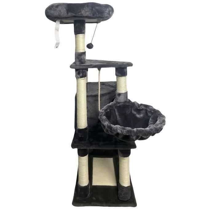 SWIFTY Cat tree - 55 x 40 x 138 cm - Dark grey - 3 platforms, 1 perch, 1 niche, scratching posts