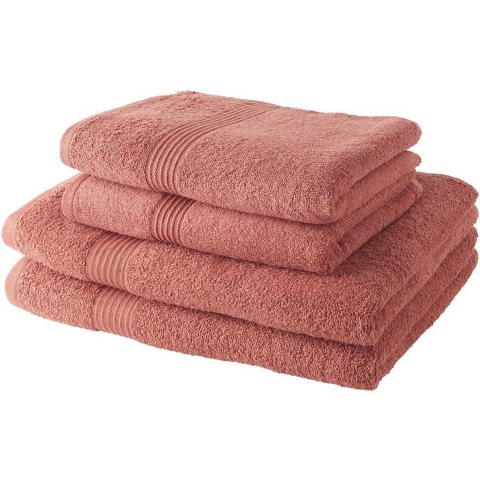 TODAY Set of 2 Bath Towels 50x100 cm + 2 Bath Towels 70x130 cm Terracotta 100% cotton