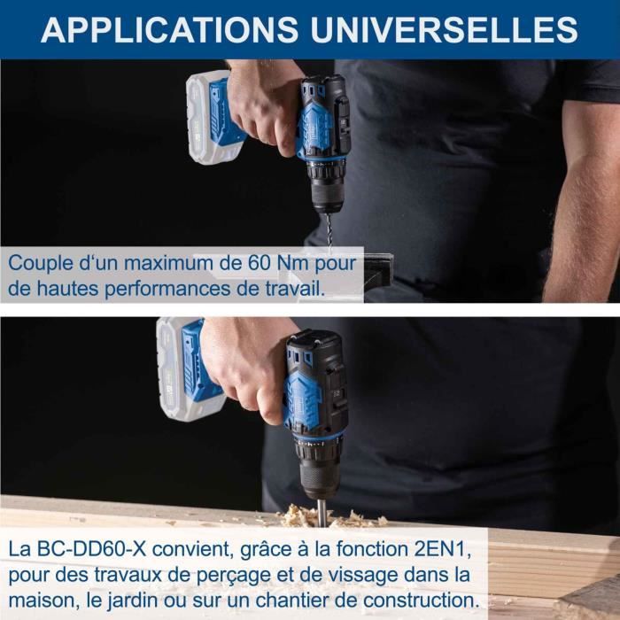 Cordless drill-driver - SCHEPPACH - 20V IXES - Torque 60 Nm - 13mm chuck - without battery or charger - BC-DD60-X