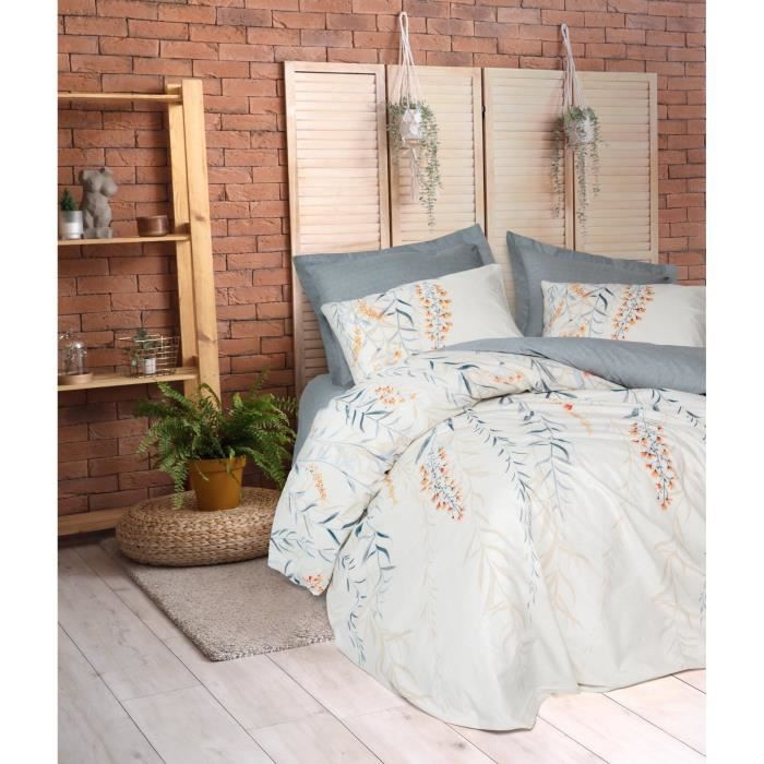 Bedding set - 1 duvet cover 220 x 240 cm + 2 pillowcases 60 x 60 cm - 100% cotton - Blue