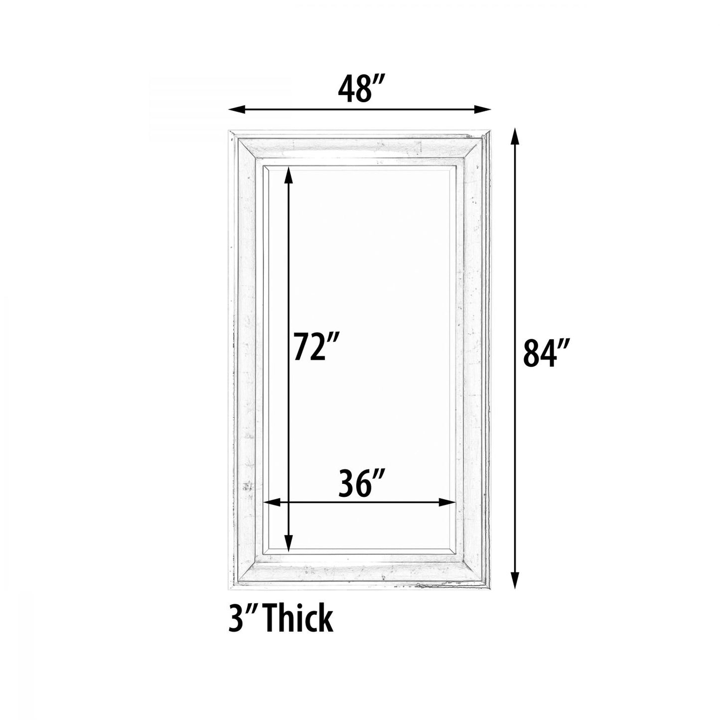 The Sterling Mirror 36X72 Silver with Champagne Wash