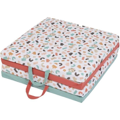 Malin play mat - TINEO - 3-in-1 multifunctional evolving mat - 120 x 120 cm - Geometric / Funny animals