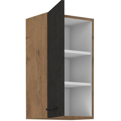 ROCK tall unit - Melamine with lancelot oak and matera gray decor - 1 door - L40 x H72 cm