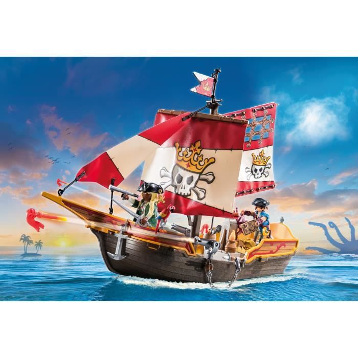 PLAYMOBIL 71318 Pirate Rowboat - Pirates - With two characters, two cannons - Ages 4 and up